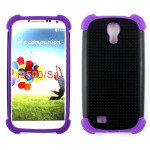 Wholesale Samsung Galaxy S4 Gummy Shell Case (Black-Purple)